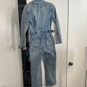 Free People Light Blue Denim Jumpsuit